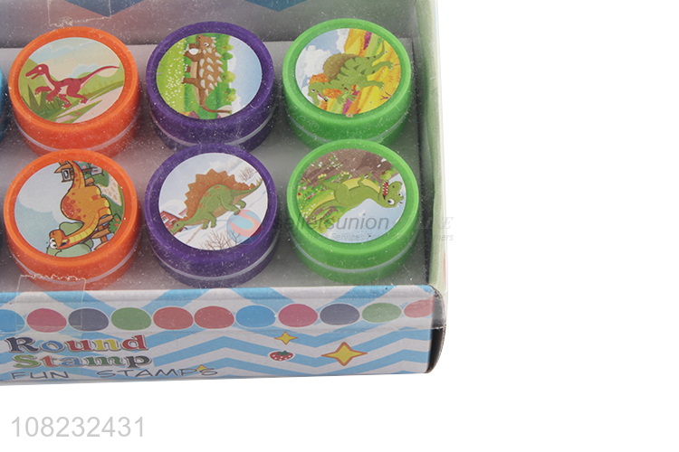 New arrival colourful round dinosaur stamps for children