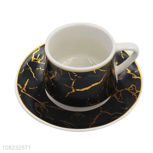 High quality household marble pattern ceramic cup and saucer set