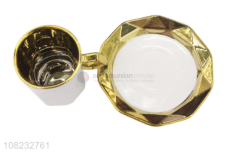 Popular product high-end ceramic mug and saucer set latte tea cups set