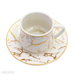 Hot selling marble pattern ceramic coffee cups and saucers for gift