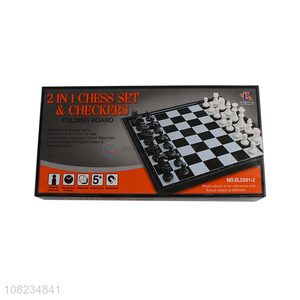 Good quality travel party 2in1 chess set and checkers wholesale