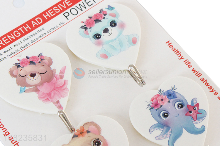 Cartoon Pattern 4 Pieces Sticky Hook Cheap Kitchen Hooks