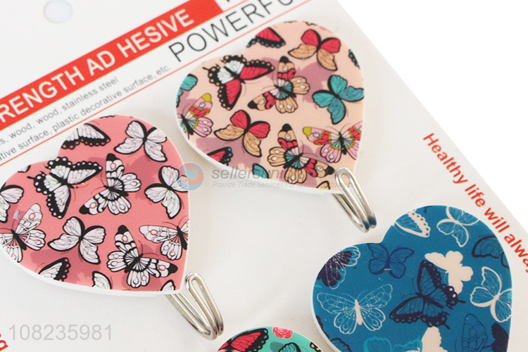 Wholesale 4 Pieces Heart Shape Heavy Duty Adhesive Hook Wall Hooks