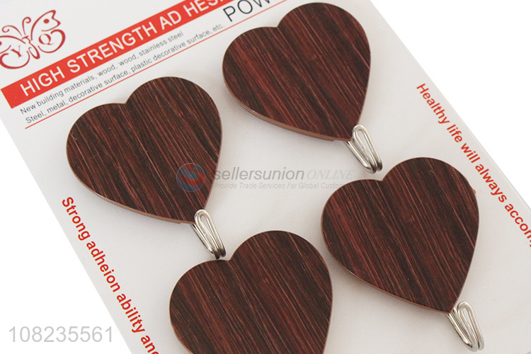 New Style 4 Pieces Heart Shape Sticky Hooks Fashion Wall Hooks