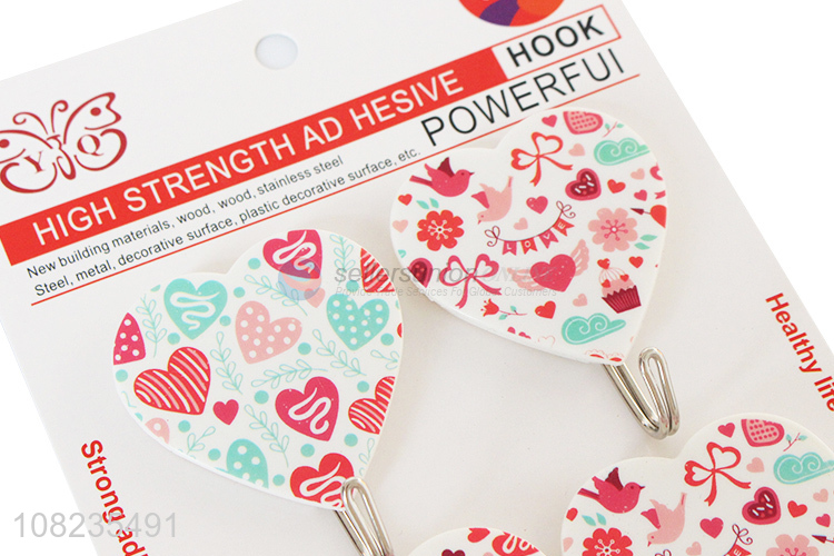 Wholesale 4 Pieces Heart Shape Sticky Hooks Adhesive Hook