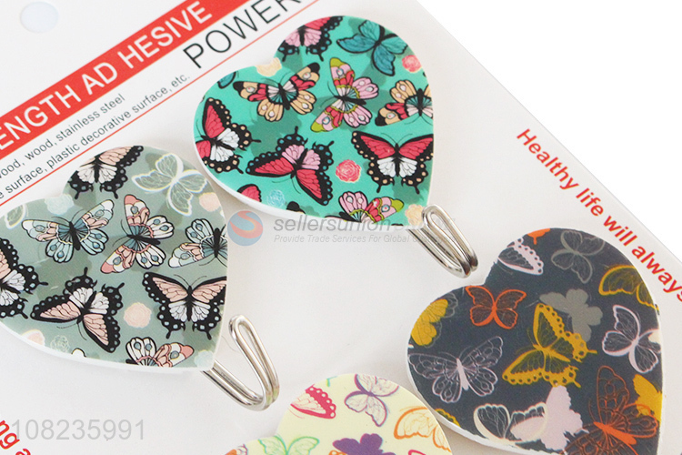 Custom 4 Pieces Heart Shape Sticky Hooks Fashion Hooks