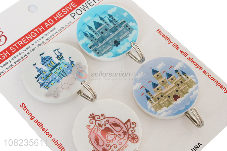 New Design 4 Pieces Round Sticky Hooks Self Adhesive Hook