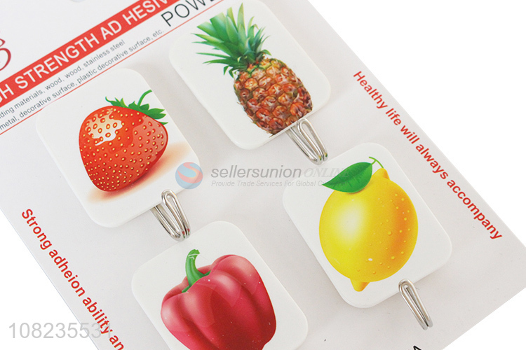 Cheap 4 Pieces Fruit Pattern Sticky Hooks Cheap Adhesive Hooks