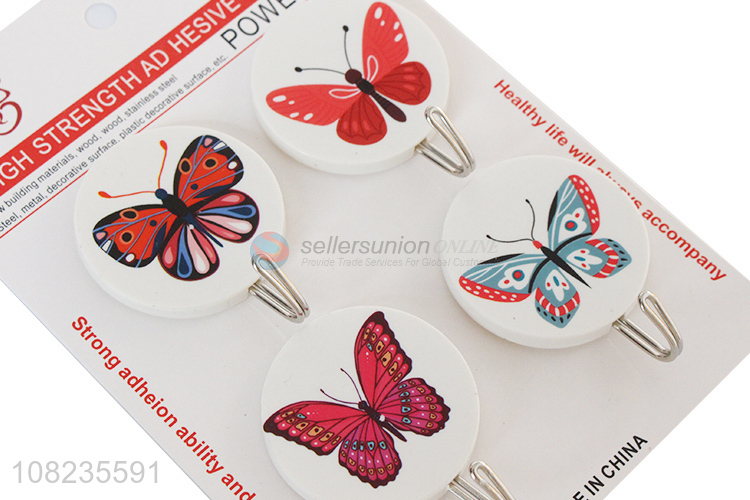 Fashion Butterfly Pattern Heavy Duty Sticky Hooks Wall Hooks