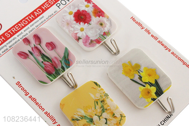 Popular 4 Pieces Self-Adhesive Hooks Cheap Sticky Hooks