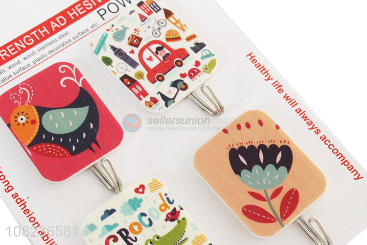 Custom 4 Pieces Adhesive Hook Colorful Sticky Wall Hooks