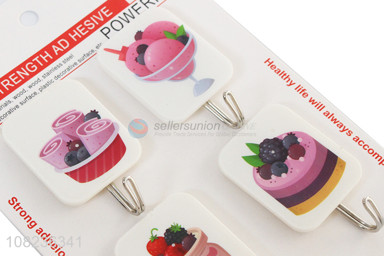 New Design 4 Pieces Heavy Duty Sticky Hooks Strong Wall Hook