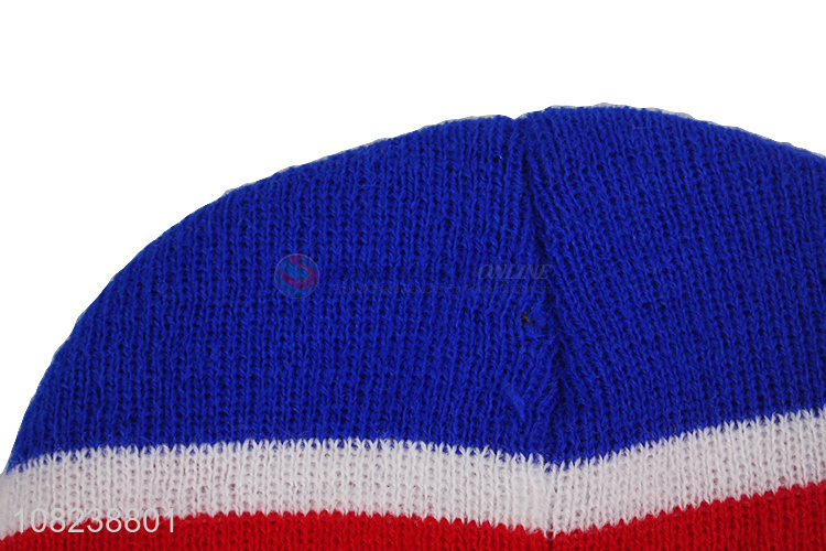 Good quality unisex winter warm beanies stylish stripe knitted hat