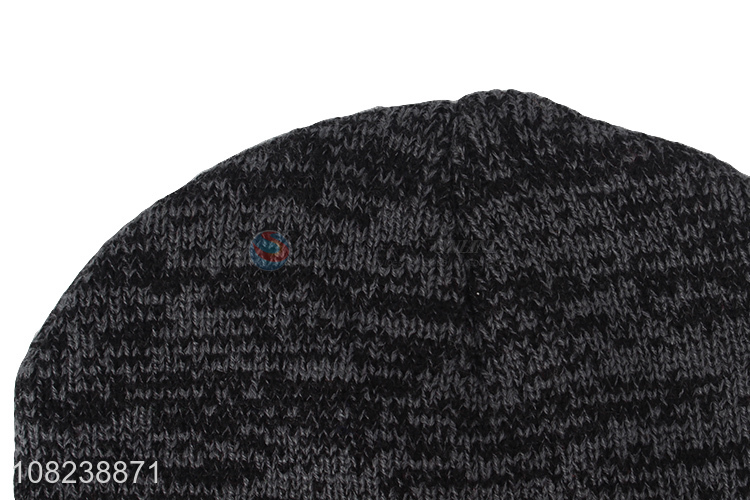 Good price men women winter knitted beanie fleece lined sport hat