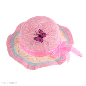 Yiwu wholesale cute girls hat popular woven straw hat