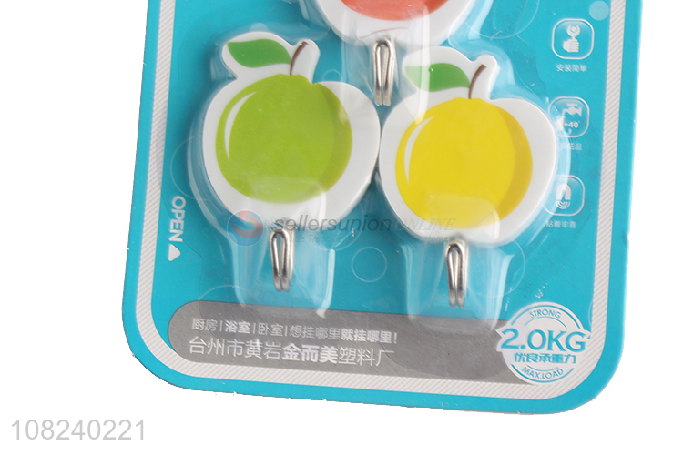 Custom 3 Pieces Fruit Pattern Sticky Hook Cheap Wall Hooks