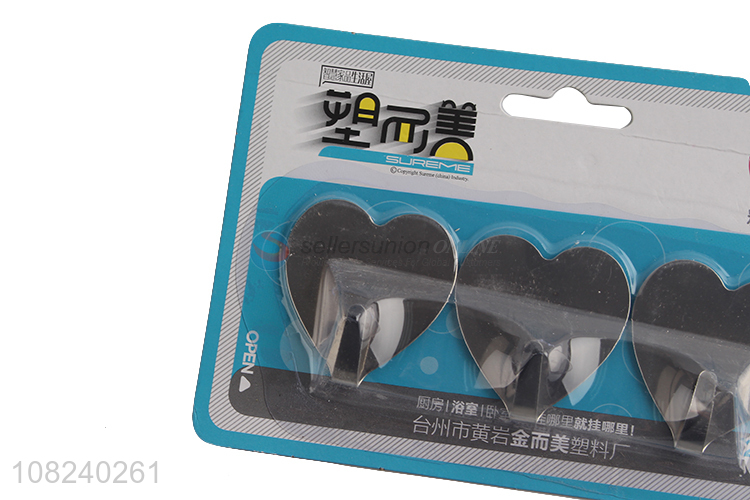 Hot Sale 3 Pieces Heart Shape Sticky Hook Cheap Wall Hooks