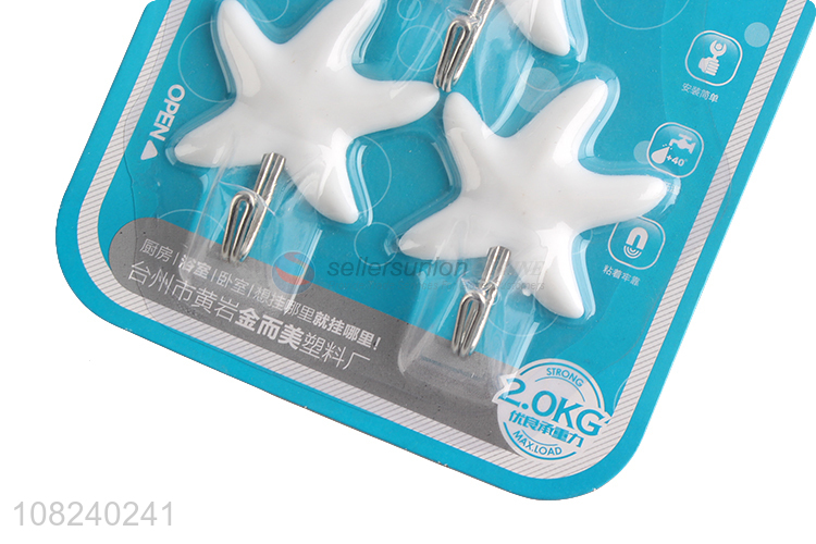 Good Sale 3 Pieces Starfish Shape Sticky Hook Wall Hooks