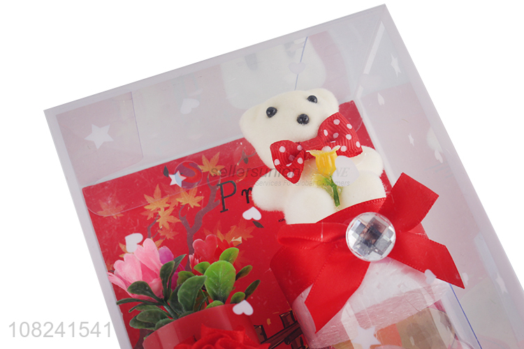 Good selling artificial flower ornaments and bear with lights