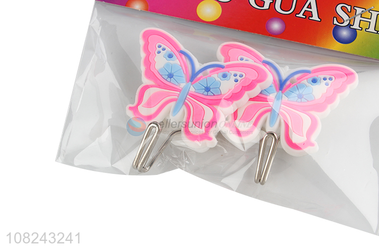 Yiwu market 2 pieces cartoon animal wall hooks plastic sticky hooks