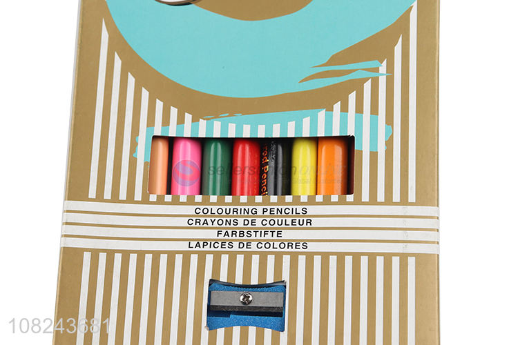 Custom 12 Pieces Colored Pencil With Pencil Sharpener Set