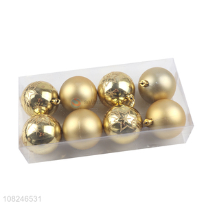 Good quality golden 8pieces hanging ornaments christmas ball