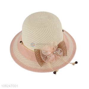 Low price fashion straw hat ladies outdoor sunhat wholesale
