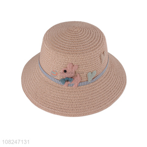 Yiwu market cartoon cute straw hat girls fashion sunhat