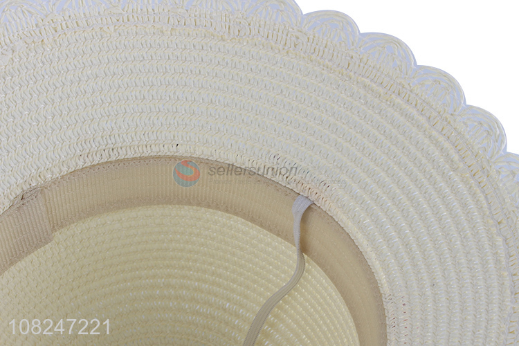 Yiwu wholesale fashion straw hat girls white sunhat for summer