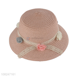 Yiwu wholesale girls portable sunhat woven straw hat