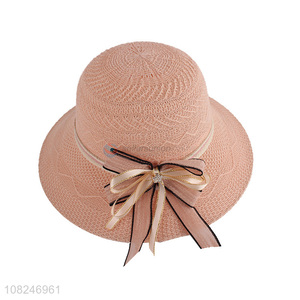 Good quality fashion starw hat with bowknot for sale