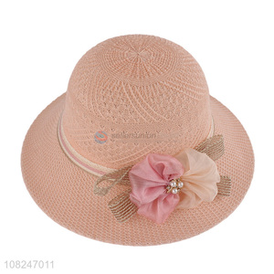 China supplier pink cute sunhat ladies fashion straw hat