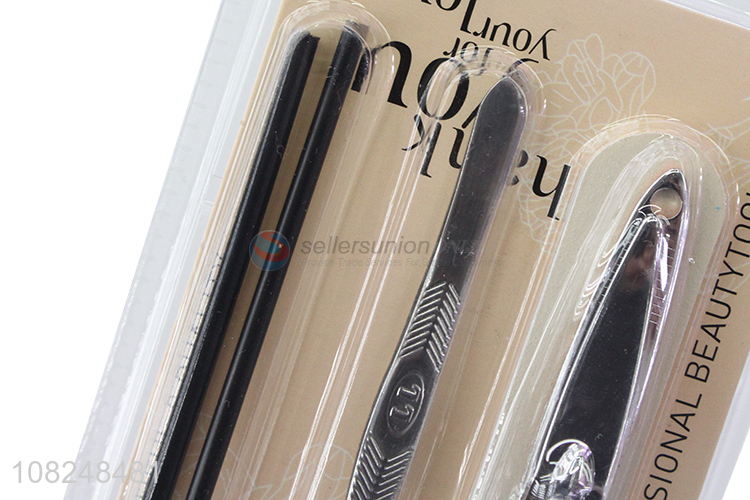 Low price beauty manicure set nail clipper eyebrow tweezer eyelash brush