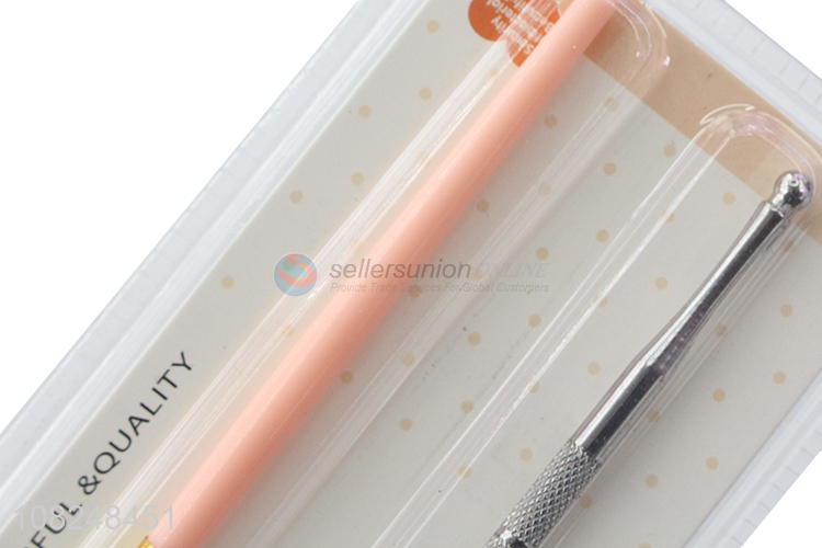 Factory wholesale beauty manicure set cuticle pusher eyelash brush