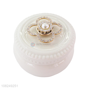 Top quality round ceramic ring <em>box</em> <em>jewelry</em> <em>case</em> with lid