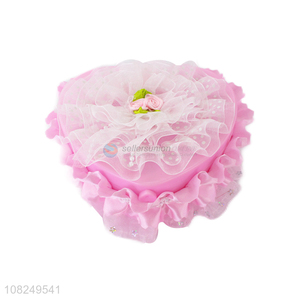 New style heart shape plastic jewelry box with lace decoration