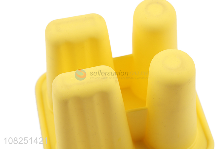 Good quality yellow silicone durable popsicle mould for household