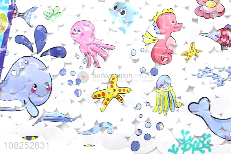 New arrival sea animals printed pebble bath mat pvc shower mat