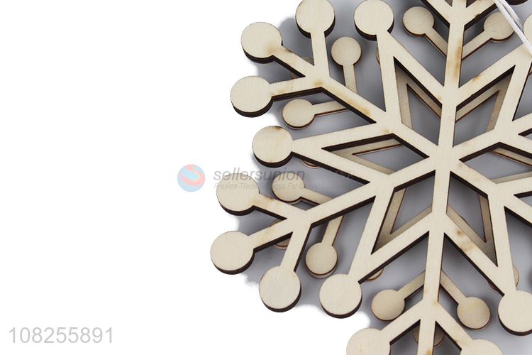 High quality wooden snowflake slice Christmas tree hanging decoration