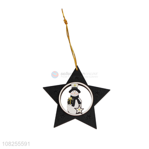 Wholesale laser cutting wood carving Christmas tree hanging decoration