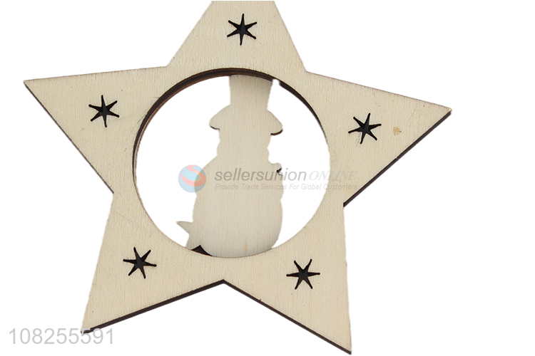 Wholesale laser cutting wood carving Christmas tree hanging decoration
