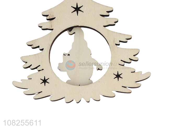 Good price laser cutting hollow wooden hanging ornament for Christmas