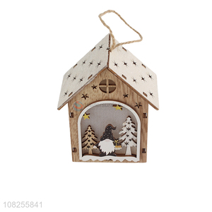 New arrival rustic Christmas hanging decor wooden house ornament