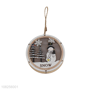 China supplier led light hanging wooden slice craft Christmas decor