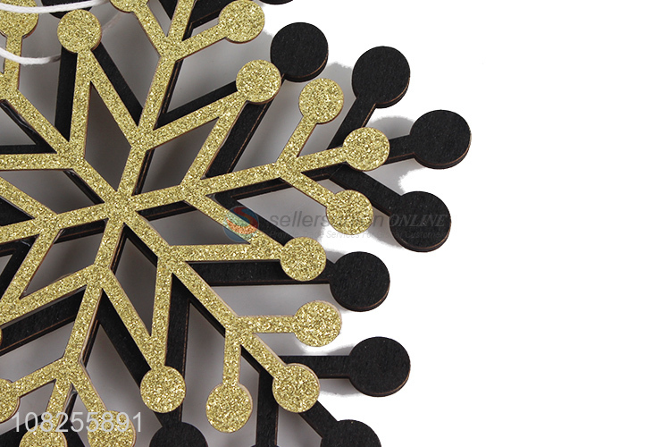 High quality wooden snowflake slice Christmas tree hanging decoration
