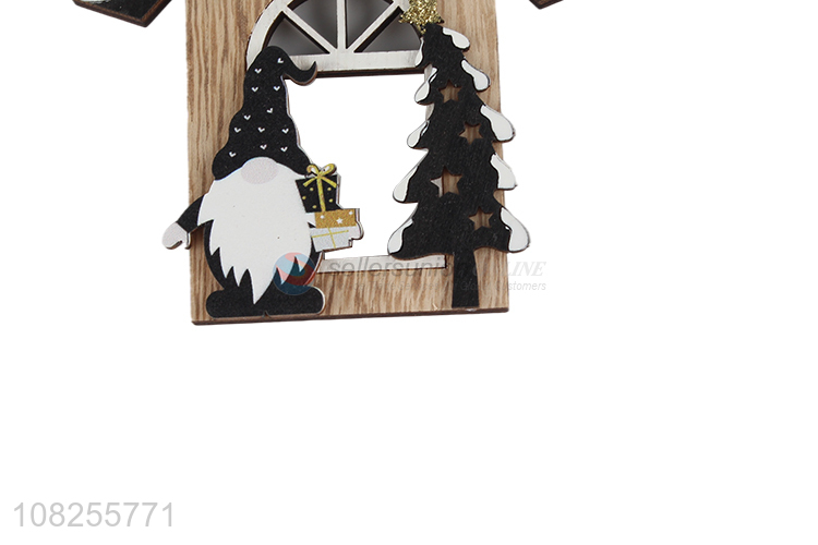 High quality wooden house slice Christmas tree hanging decoration