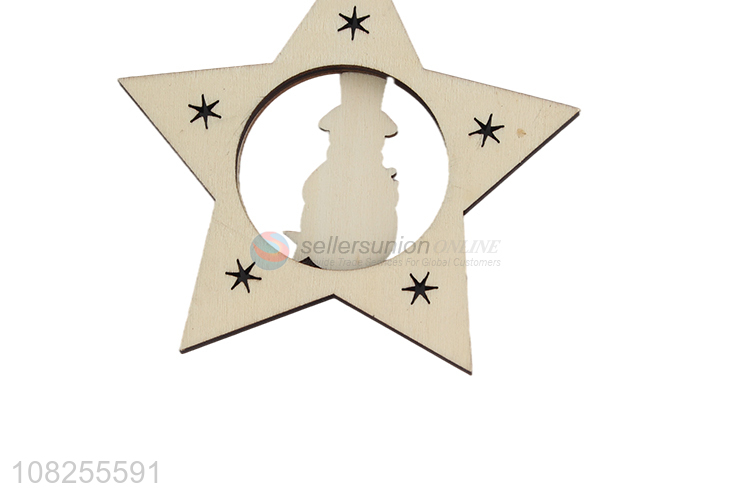 Wholesale laser cutting wood carving Christmas tree hanging decoration
