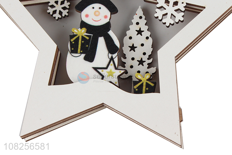 Yiwu market pentagram wooden pendant for christmas party