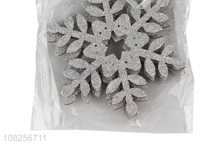 Yiwu market silver wooden snowflake for christmas