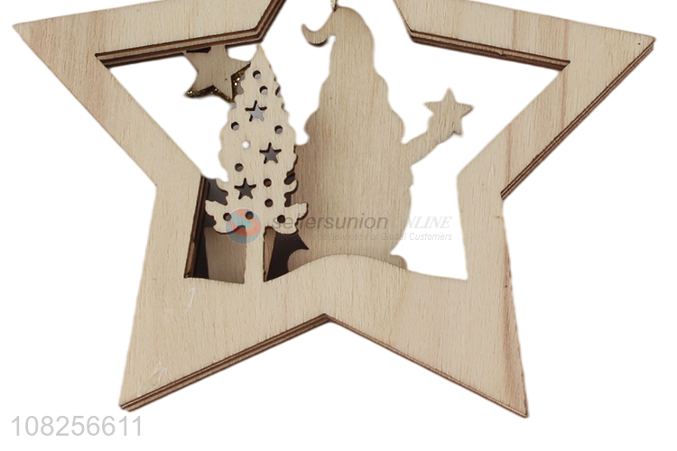 Yiwu direct sale creative wood carving christmas pendant